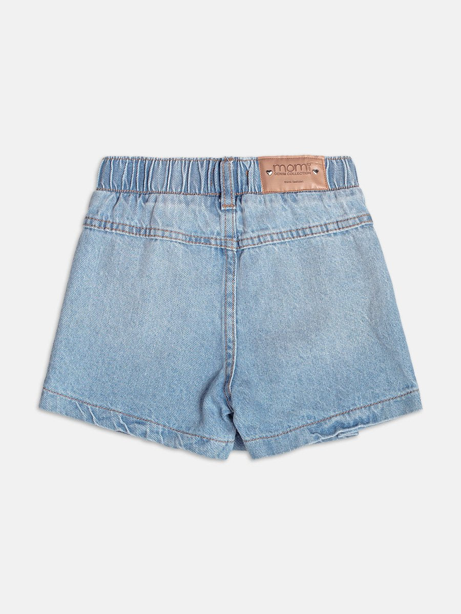 Denim Skirt Shorts with Pleats