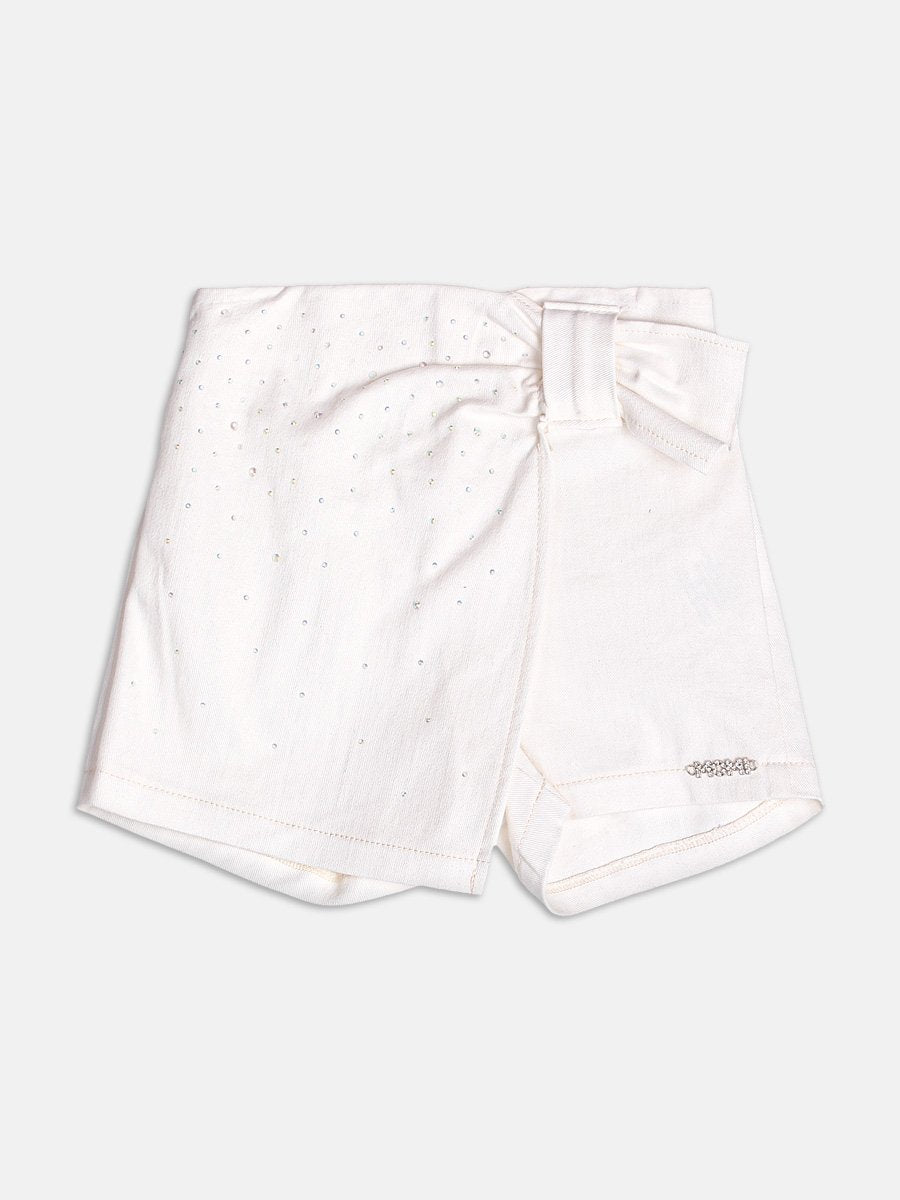 Short Twill Skirt with Stones