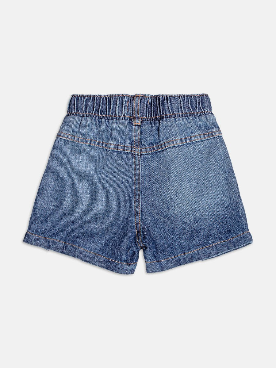 Denim Pleated Skirt-Short