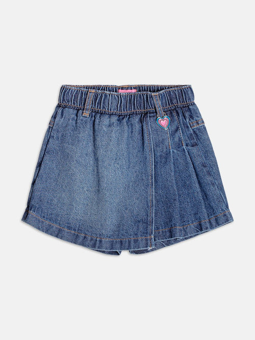 Denim Pleated Skirt-Short