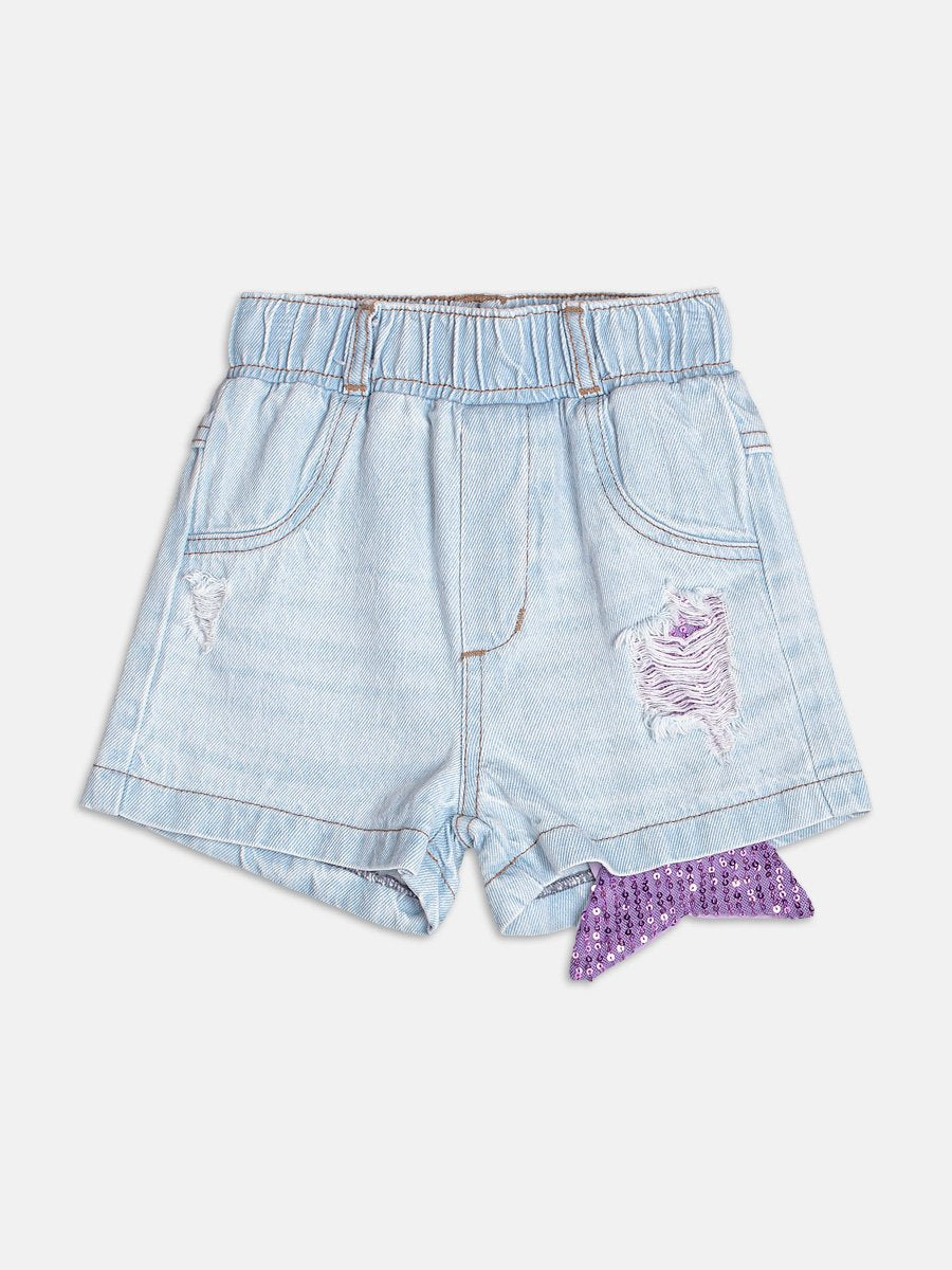 Short Jeans with Sequined Mermaid Bottom