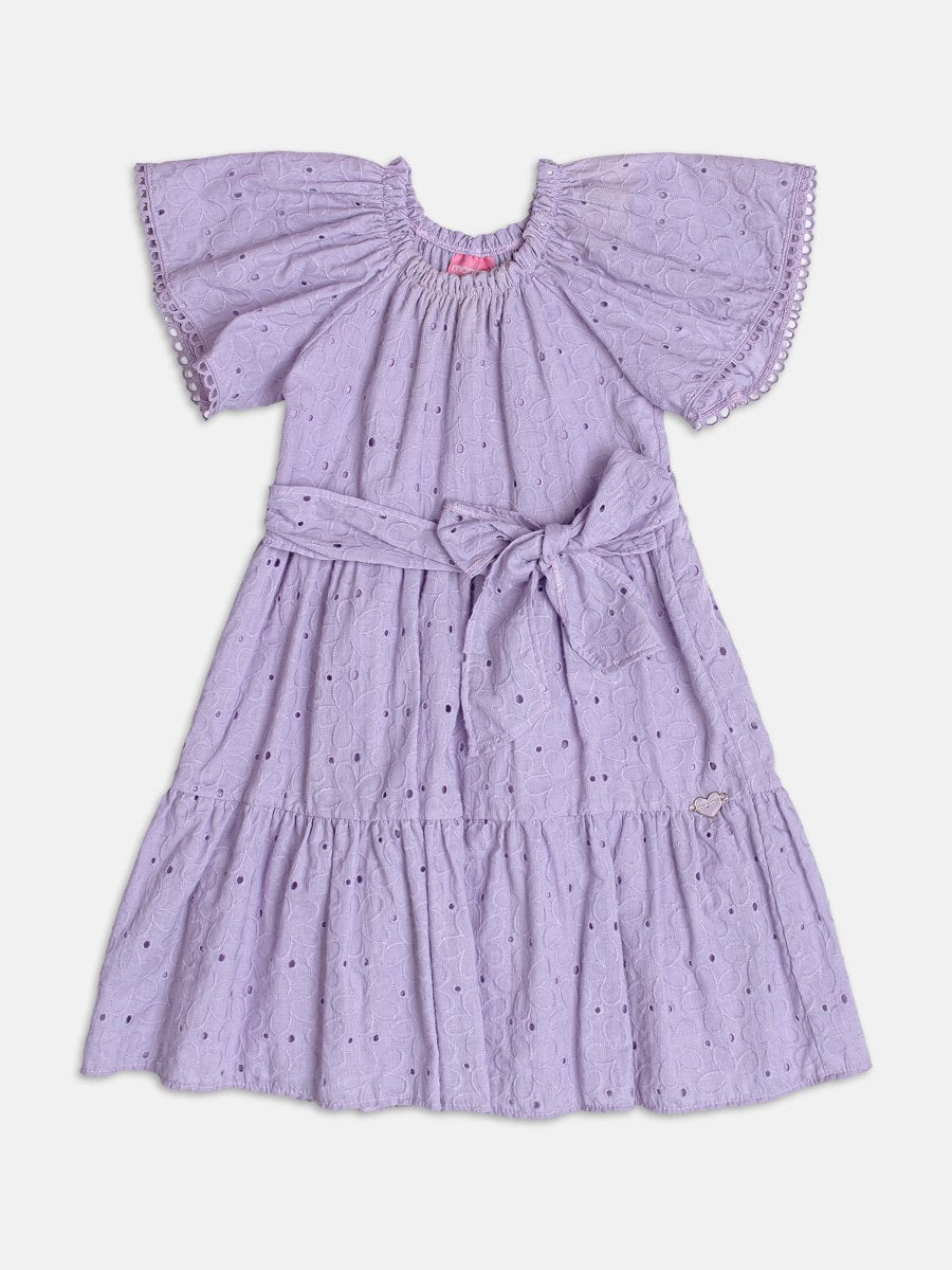 Lilac Laise Dress with Bow