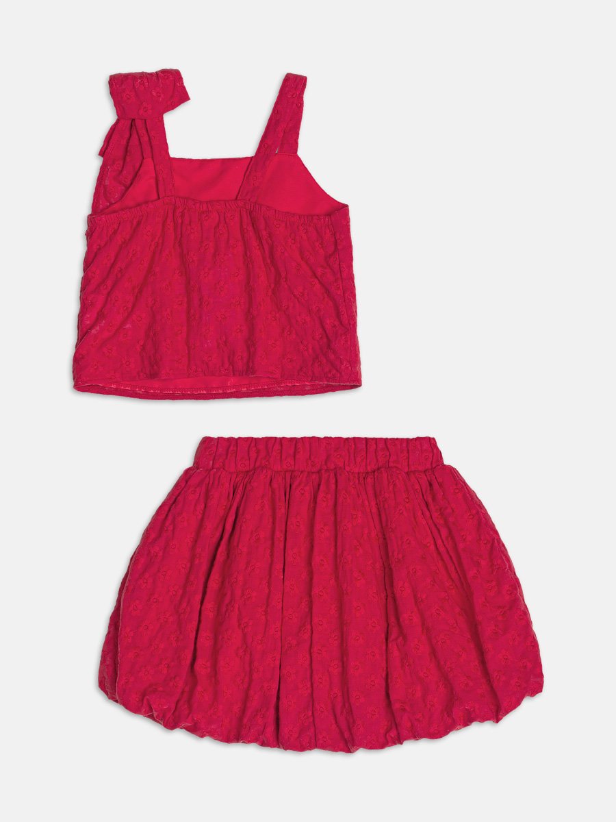 Red Laise Set with Bow