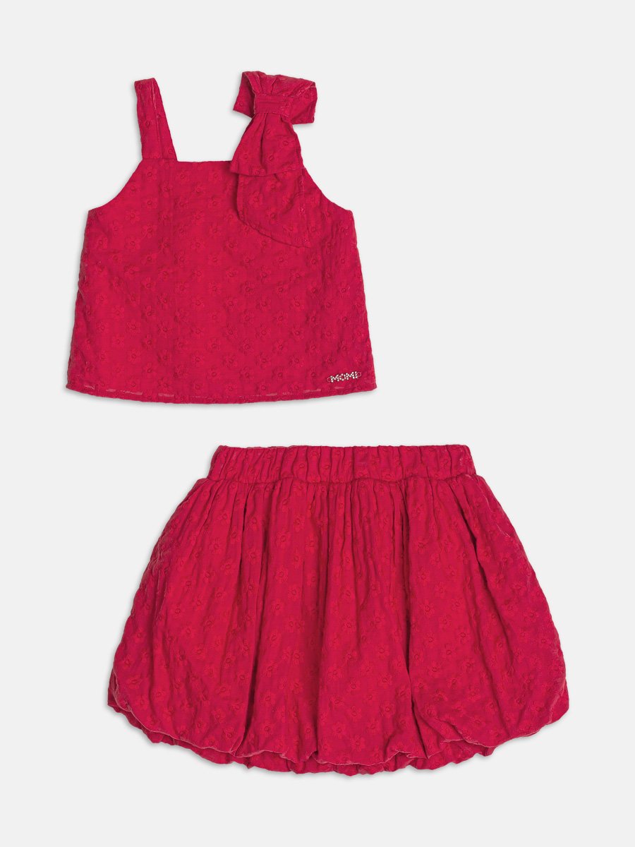 Red Laise Set with Bow