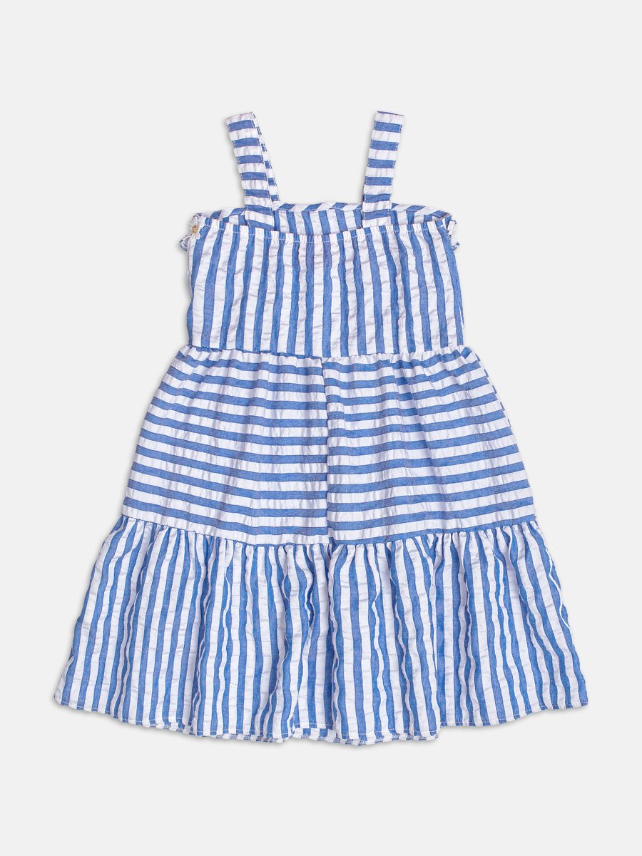 Blue Striped Daisy Dress