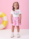 Pink Flower Set with Rhinestones