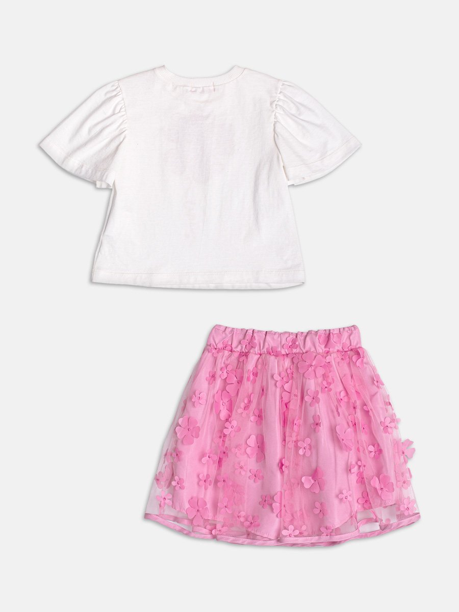 Pink Set with Flower Applique