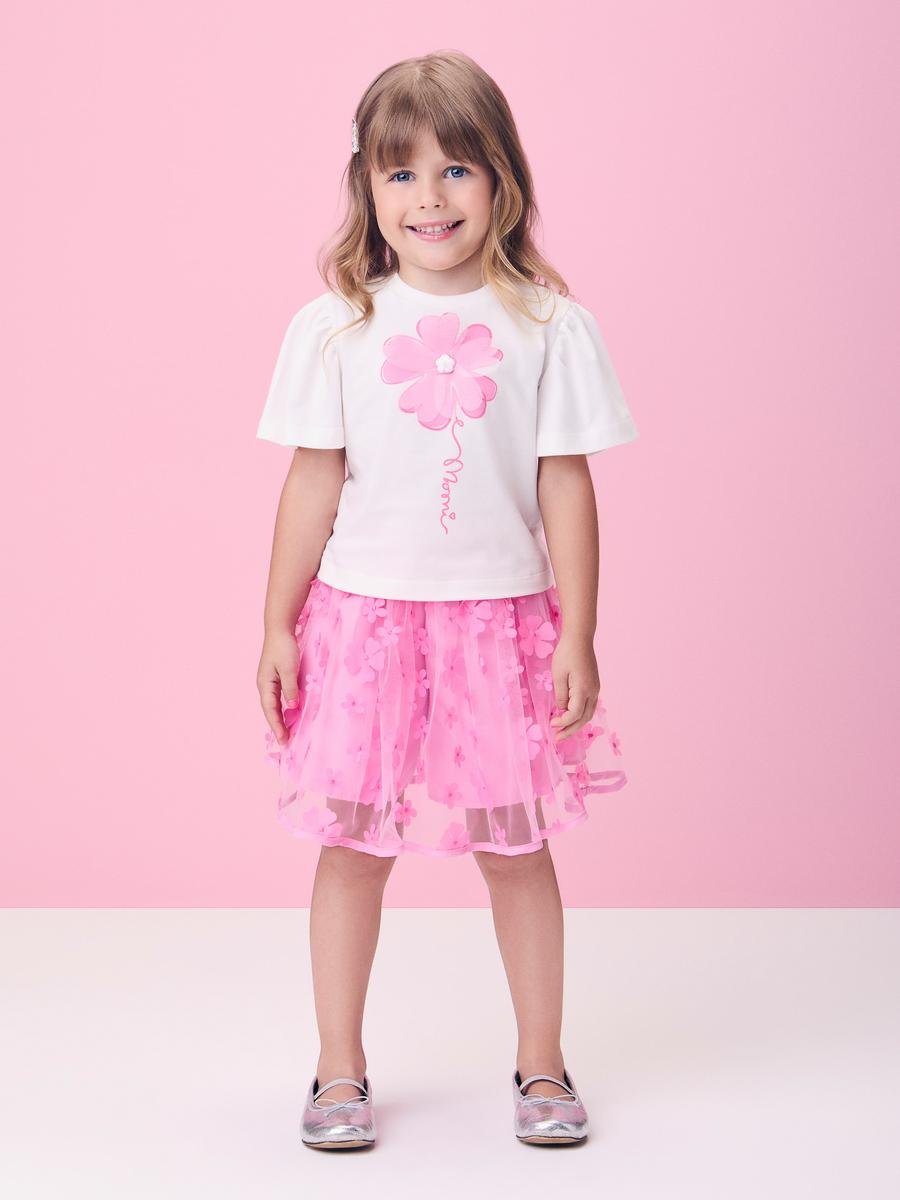 Pink Set with Flower Applique