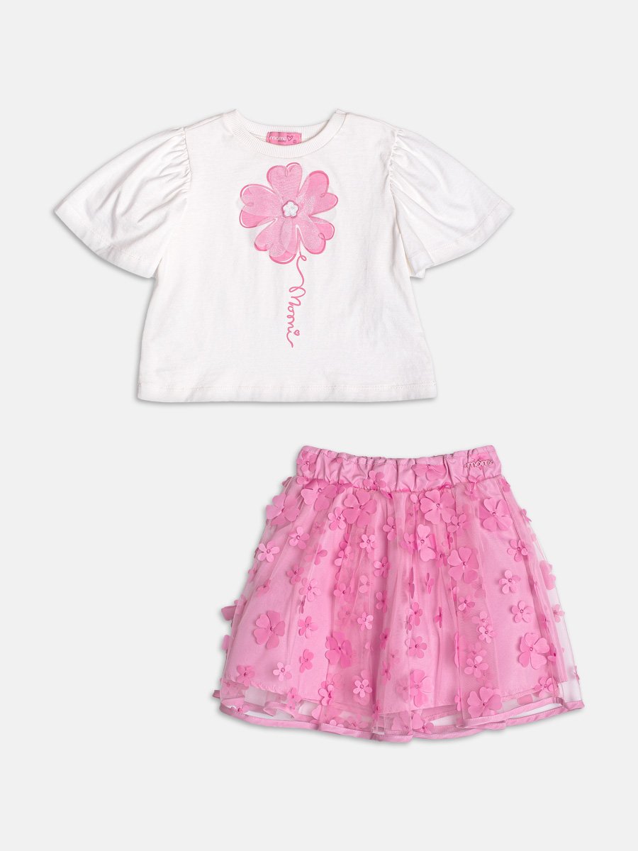 Pink Set with Flower Applique