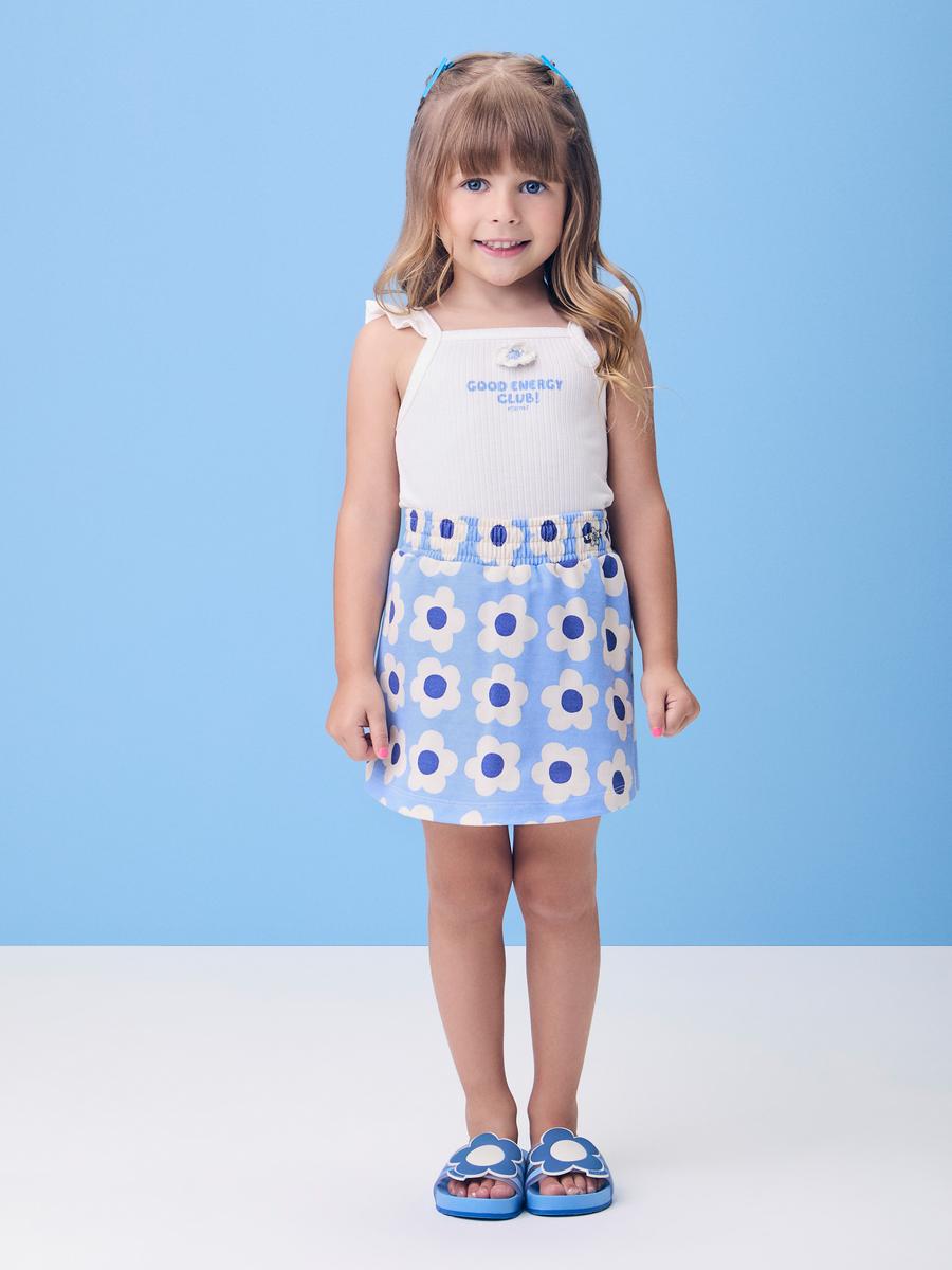 Blue Set with Flower Applique