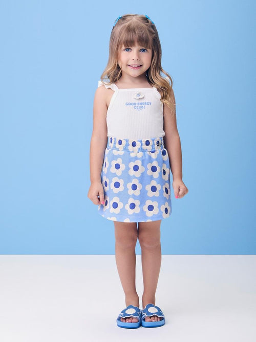 Blue Set with Flower Applique