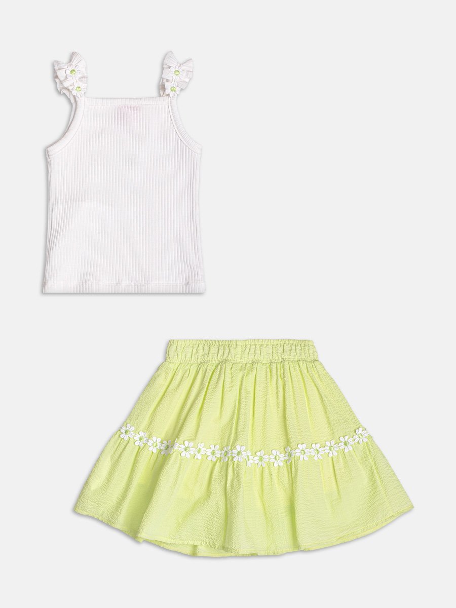 Green Set with Flower Applique