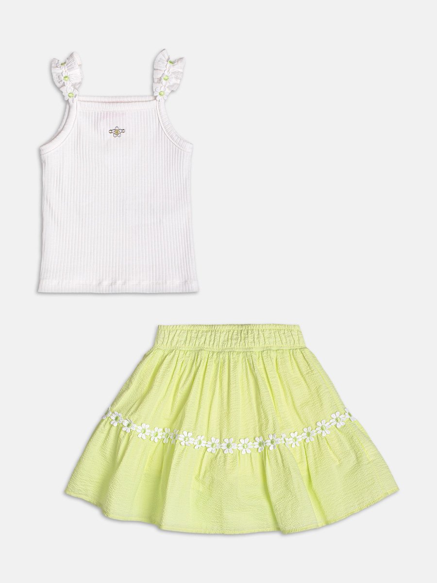 Green Set with Flower Applique