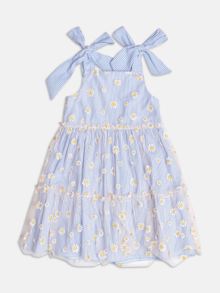 Blue Dress with Daisy Tulle