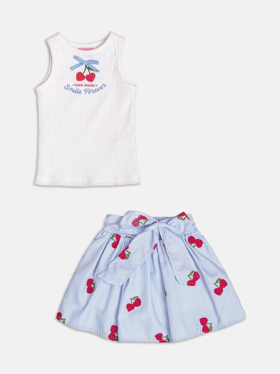 Striped Set with Bow and Cherries