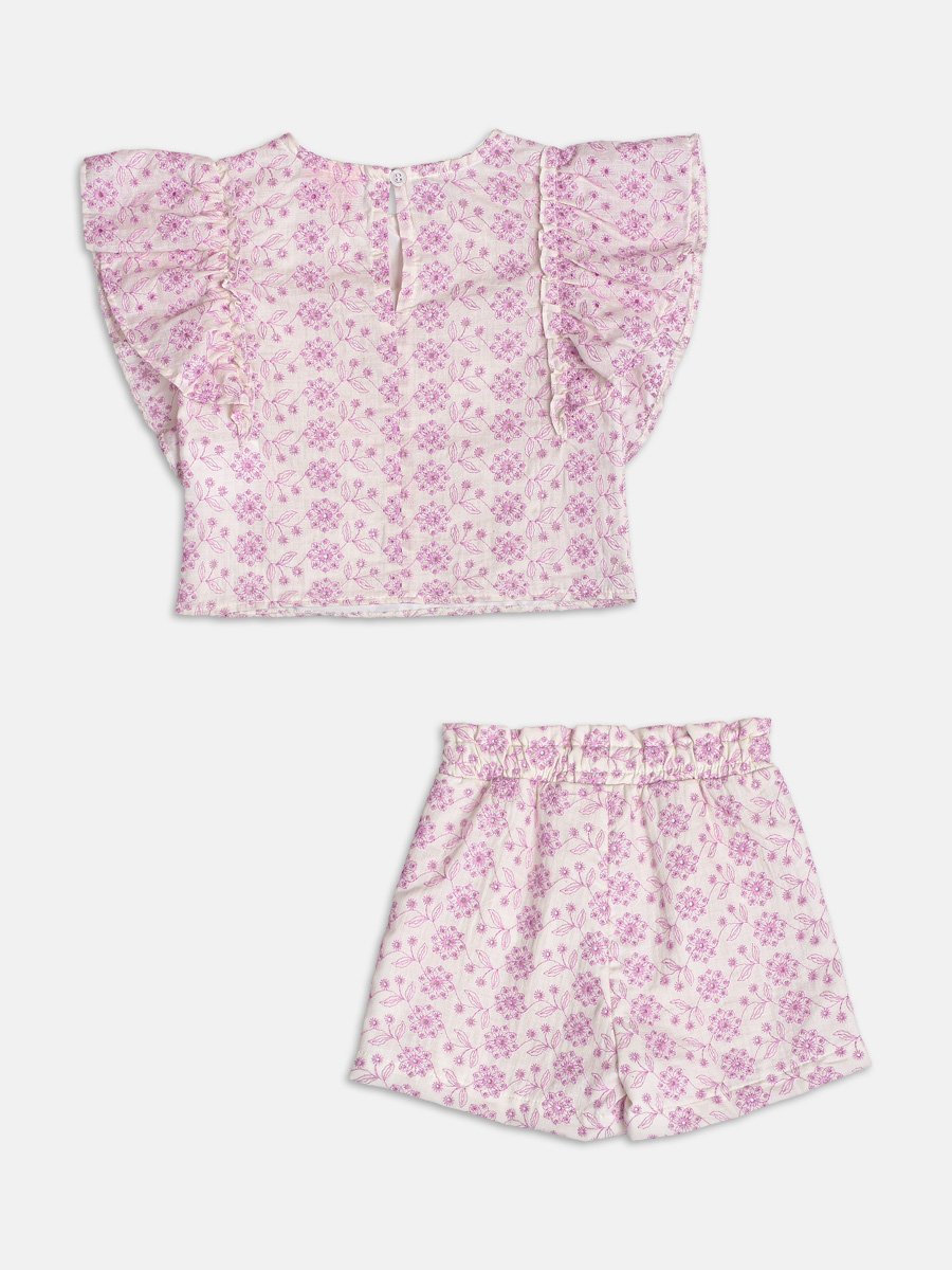 Girls Eyelet Set with Floral Arabesque