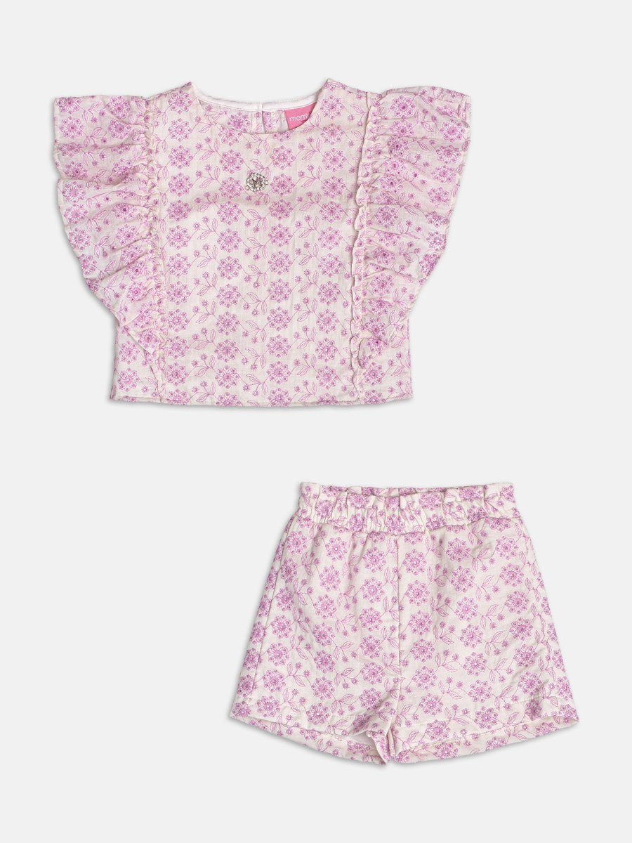 Girls Eyelet Set with Floral Arabesque