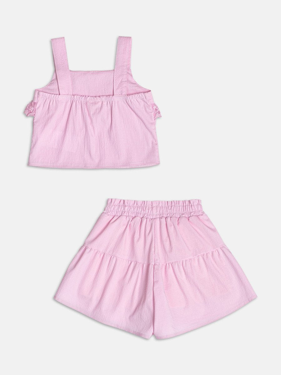 Pink Set with Lace Ruffle