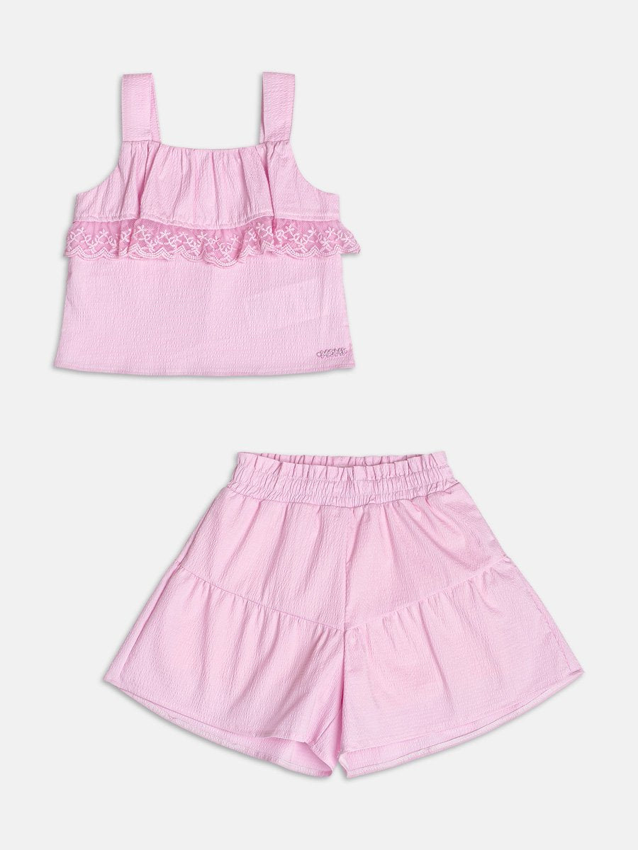 Pink Set with Lace Ruffle