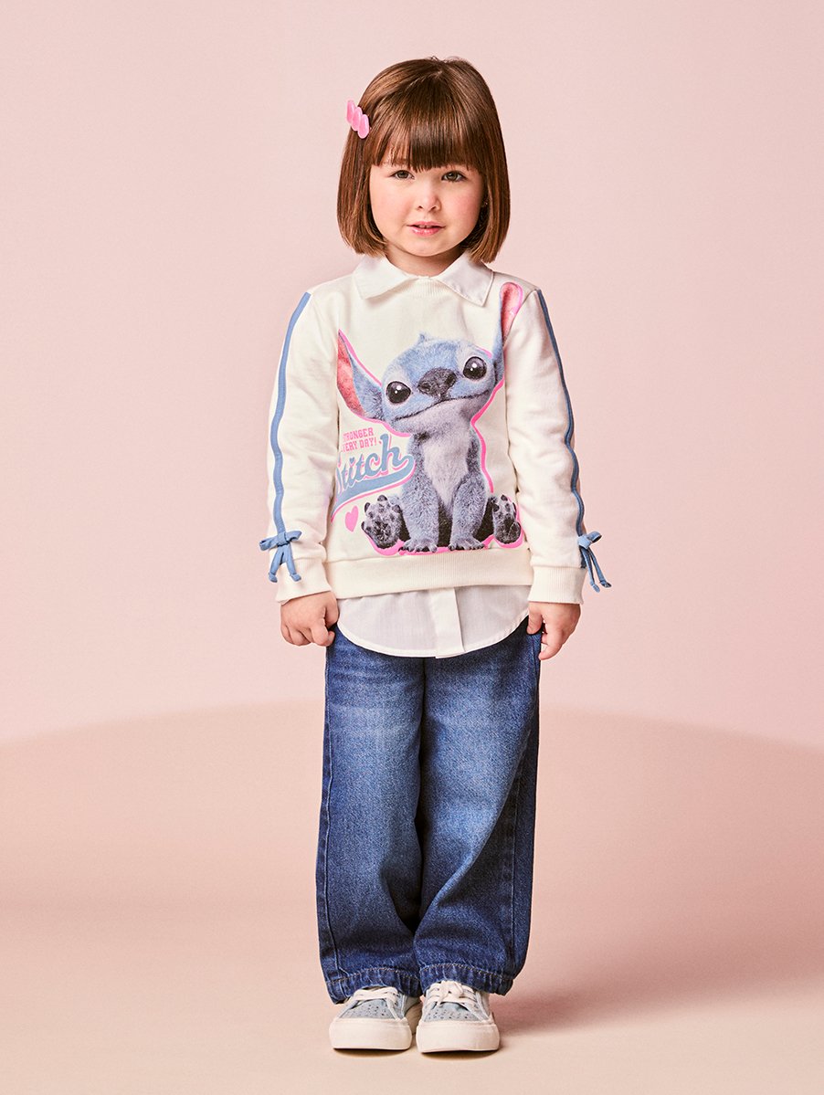 Girls Wide-Leg Jeans with Charm