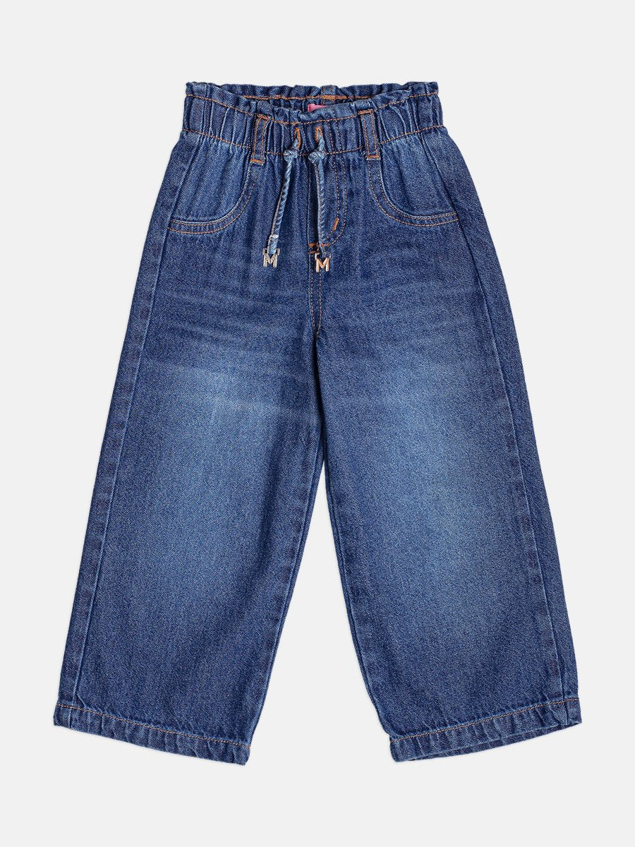 Girls Wide-Leg Jeans with Charm