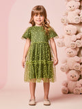 Girls Green Polka Dot Tulle Dress