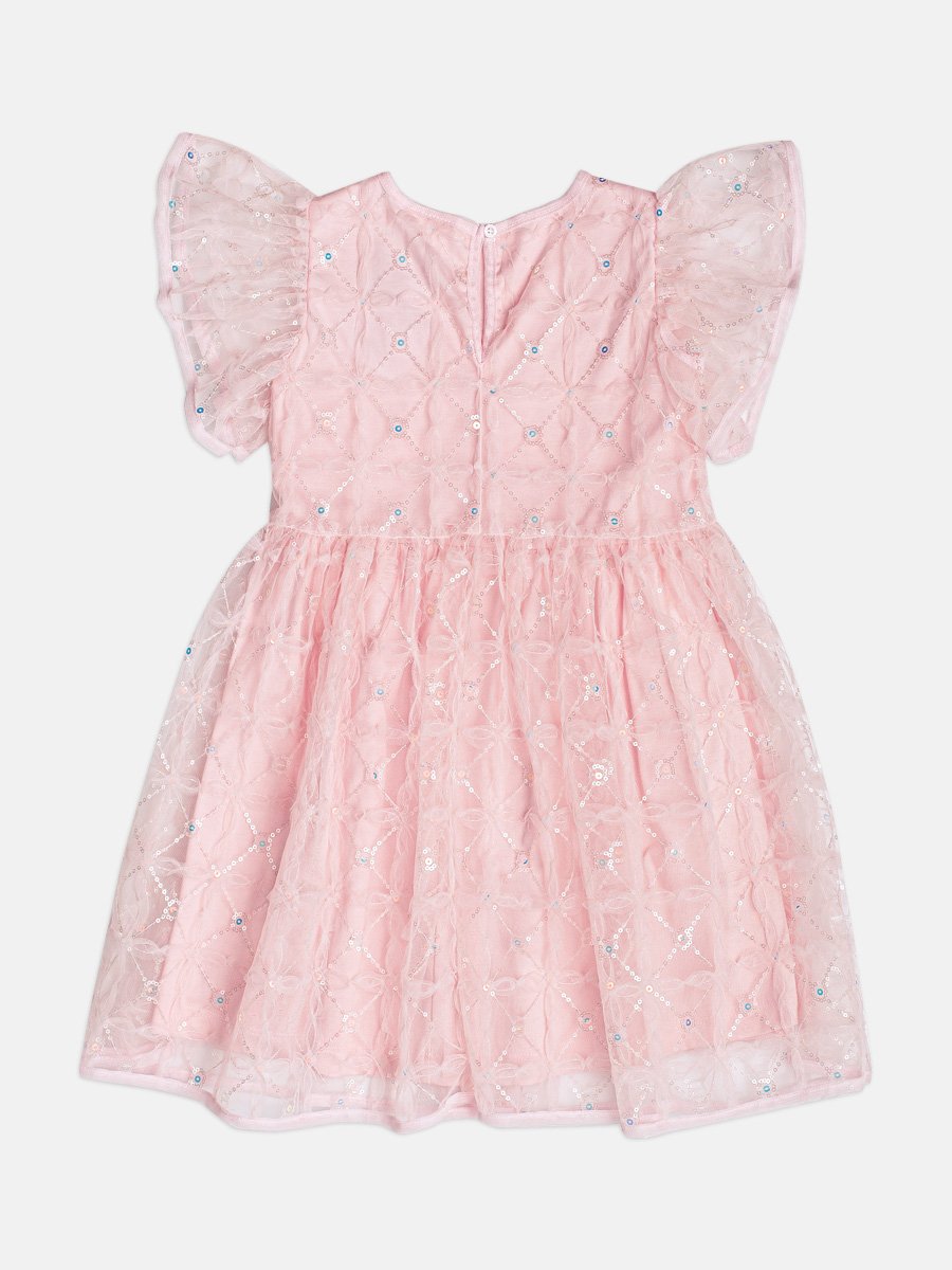Children's Dress in Flower Embroidered Tulle