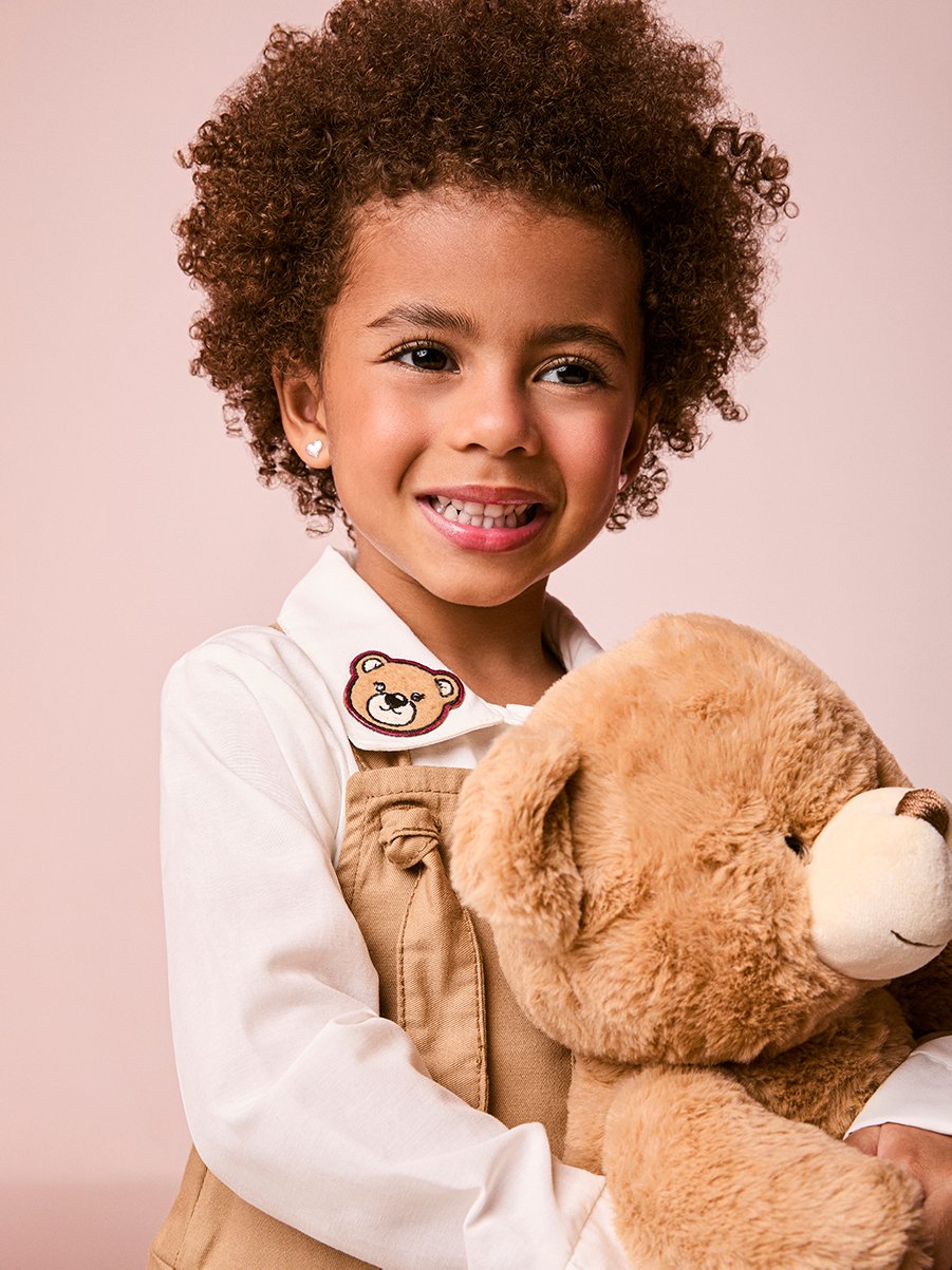 Girls Caramel Denim Pinafore