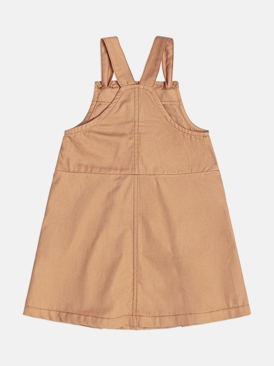 Girls Caramel Denim Pinafore