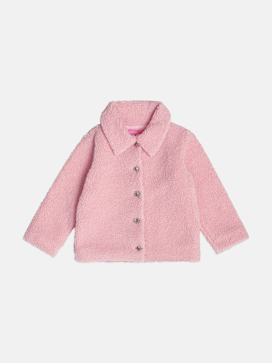 Girls Plush Coat with Buttons