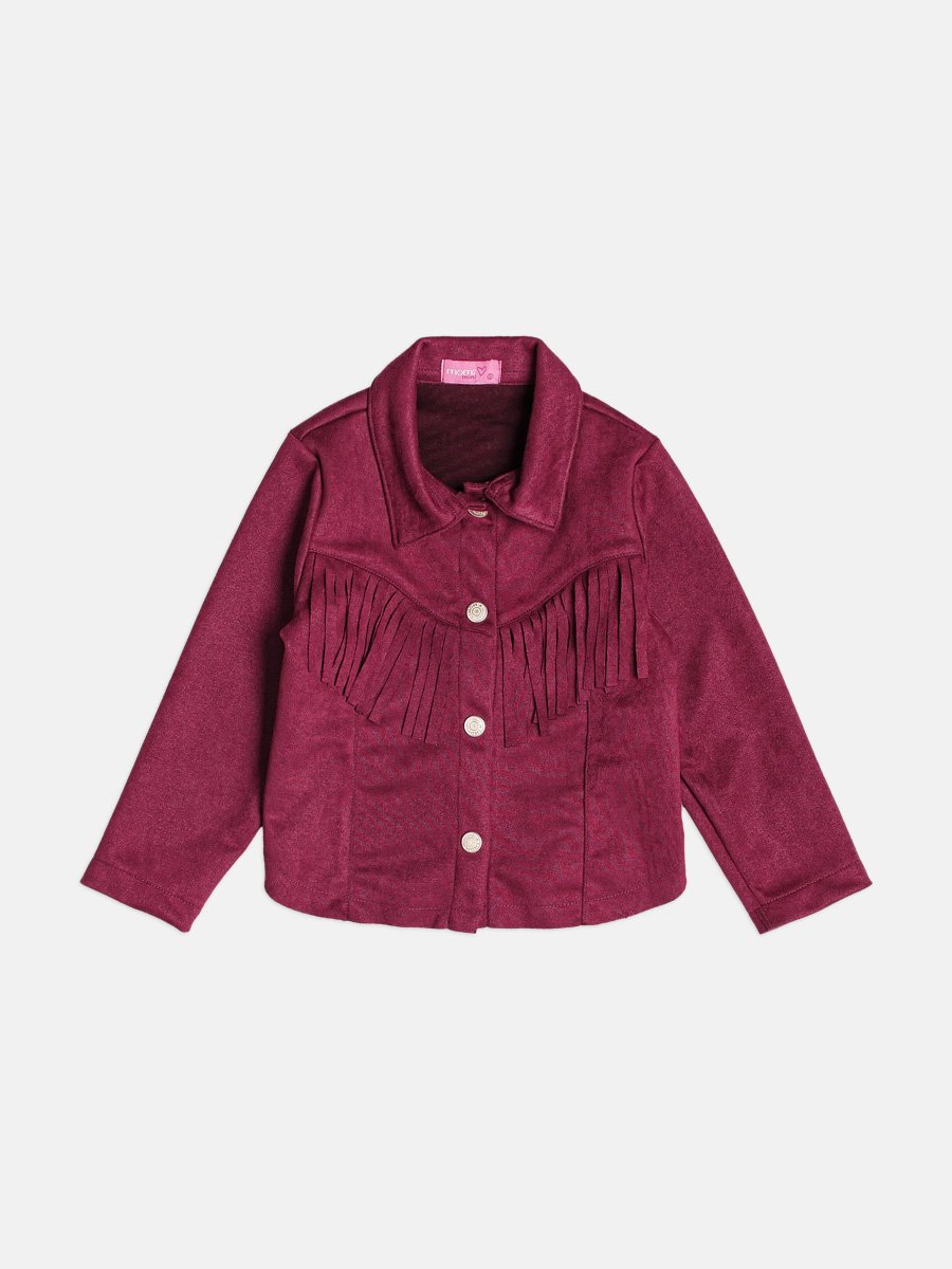 Girls Suede Jacket with Fringe