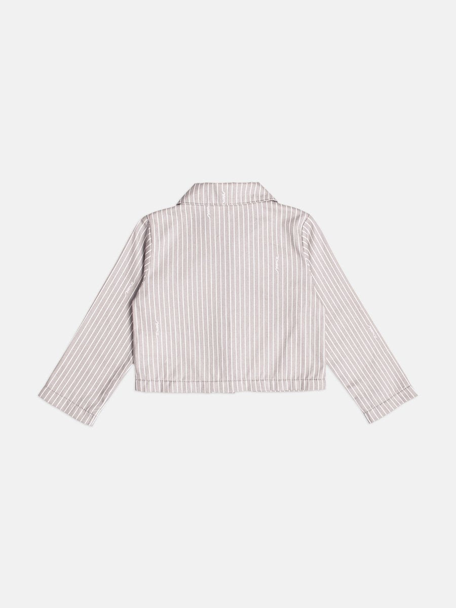 Children's Girl's Striped Twill Jacket with Bows