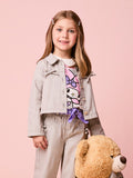 Children's Girl's Striped Twill Jacket with Bows