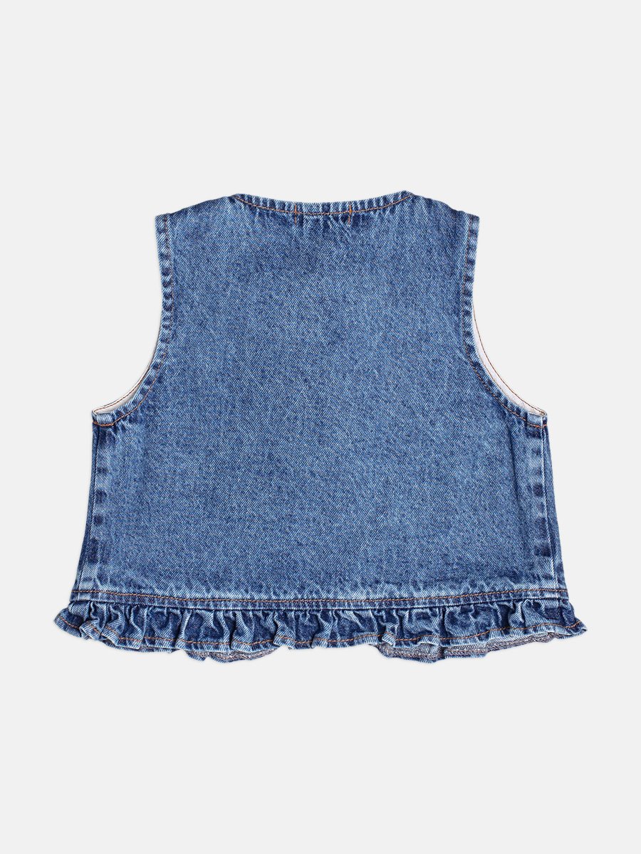 Momi Girls' Denim Vest – Ruffles Franzidos