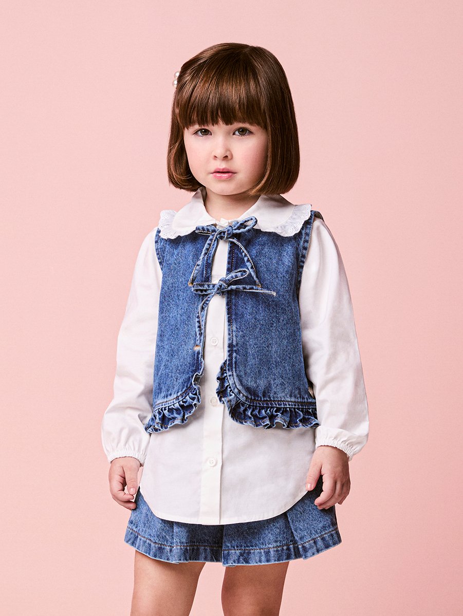 Momi Girls' Denim Vest – Ruffles Franzidos