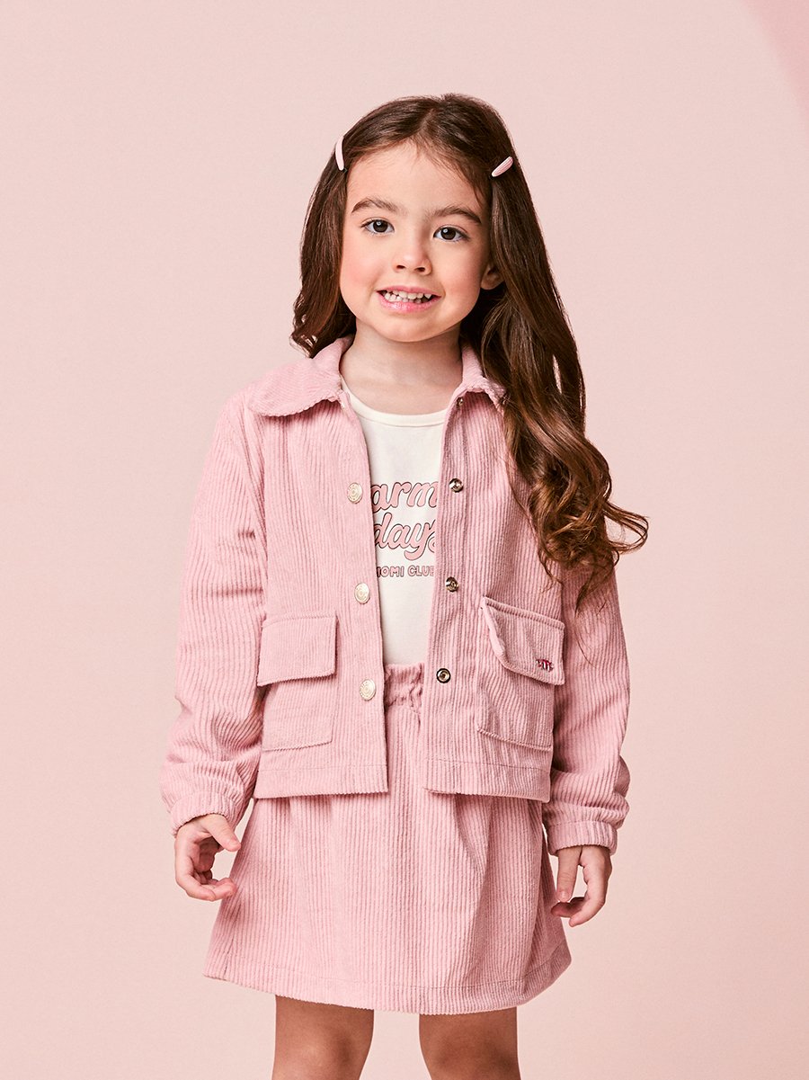 Girls Pink Corduroy Velvet Jacket