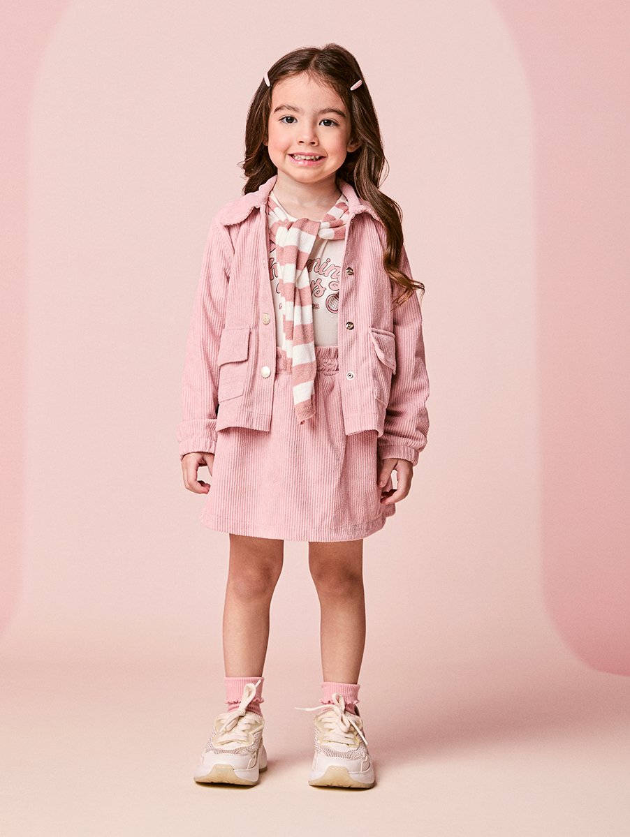 Girls Pink Corduroy Velvet Jacket