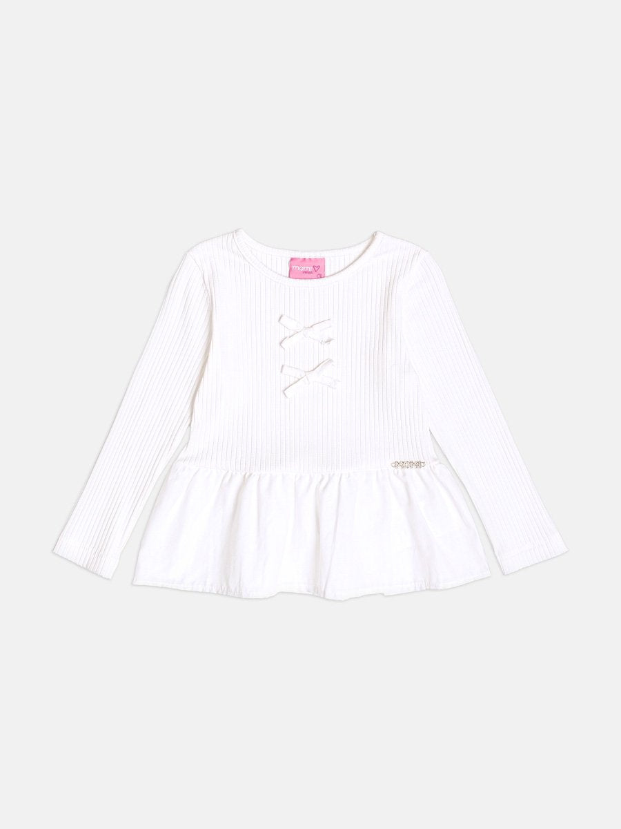 Momi Girls' Top – Ribbed with Little Bows