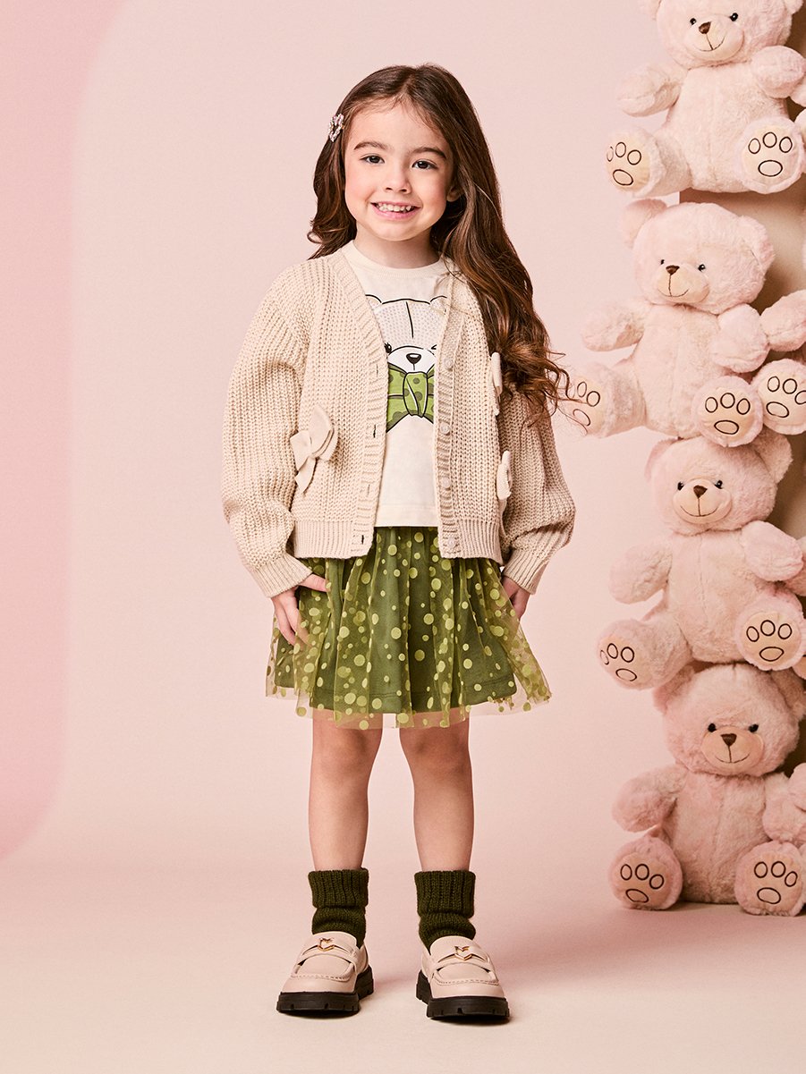 Girls Knit Coat with Little Bows