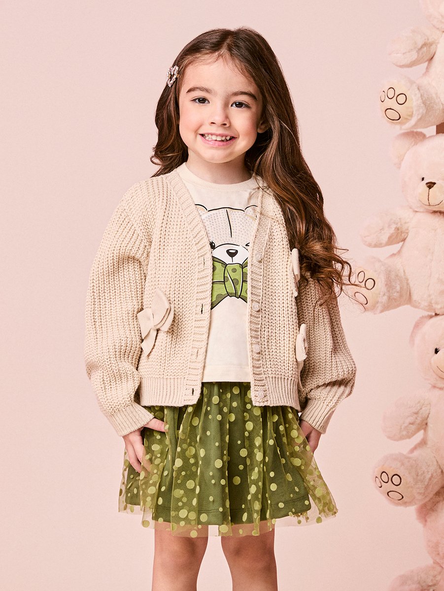 Girls Knit Coat with Little Bows