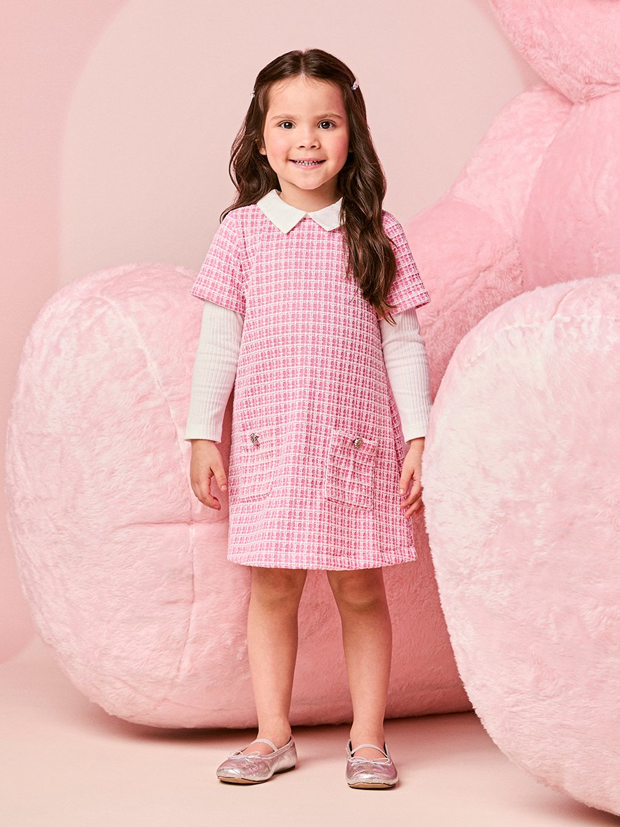 Children's Tweed Dress with Collar