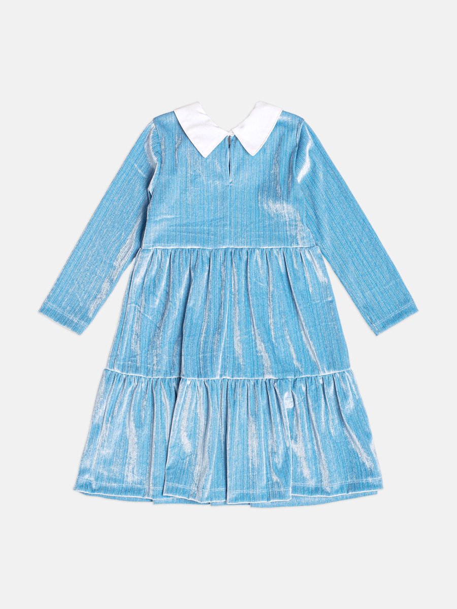 Children's Blue Plush Dress with Glitter