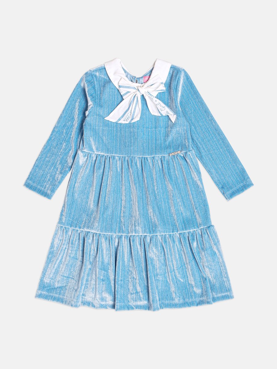 Children's Blue Plush Dress with Glitter
