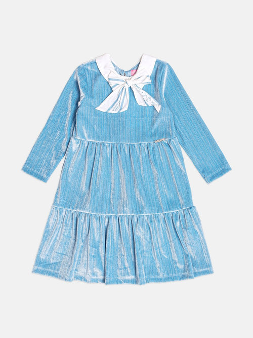Children's Blue Plush Dress with Glitter