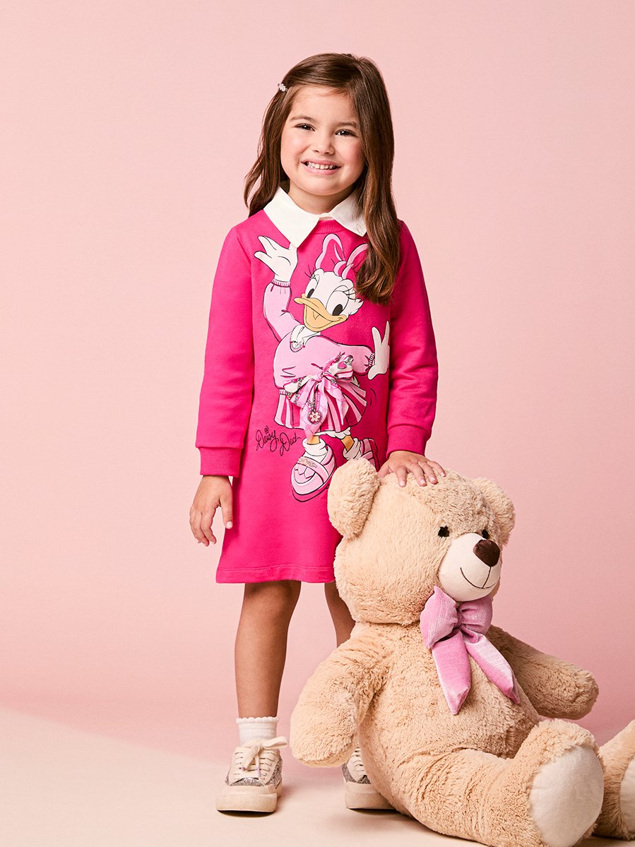 Momi Girls' Dress – Pink Daisy Duck