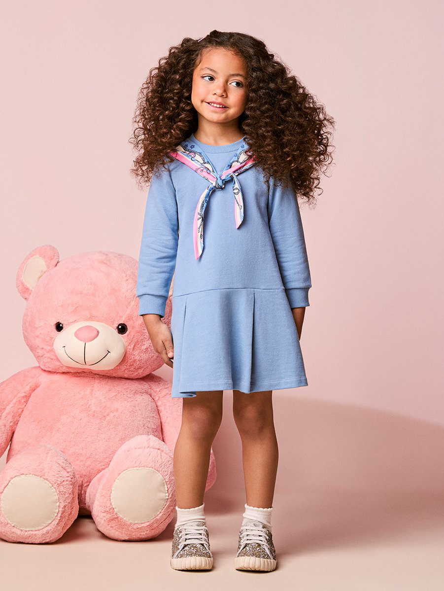 Girls Sweatshirt Dress with Scarf