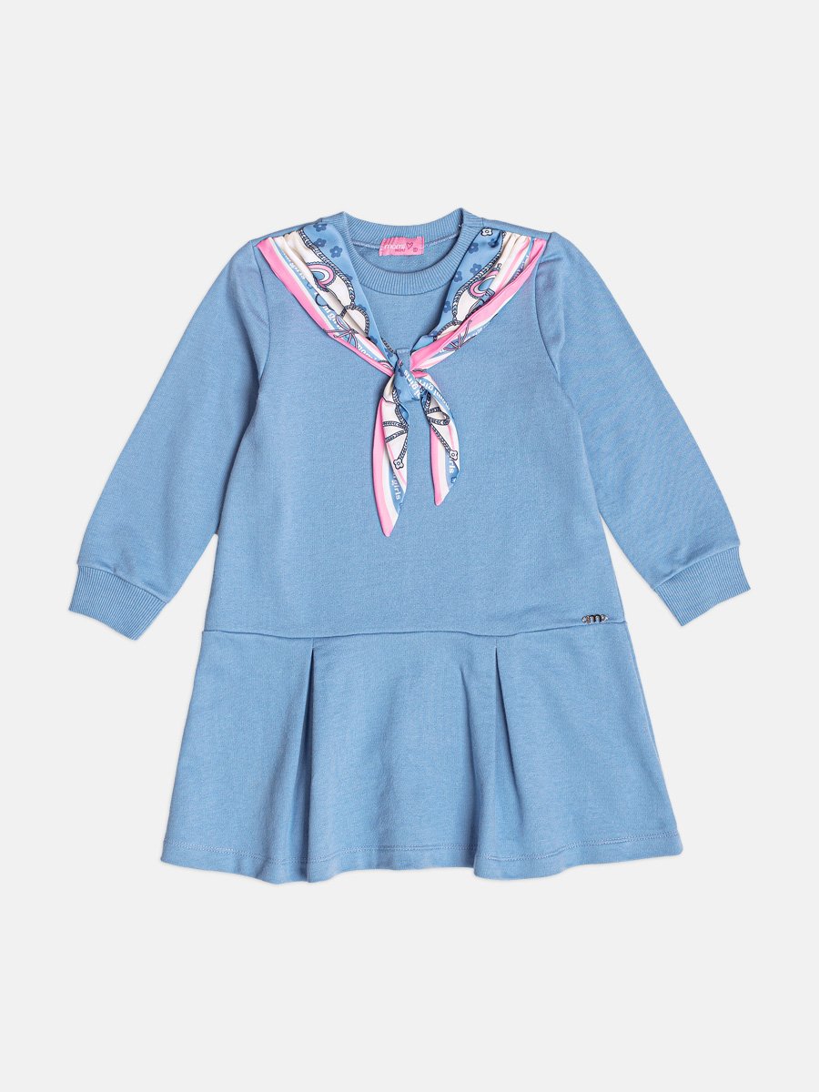 Girls Sweatshirt Dress with Scarf