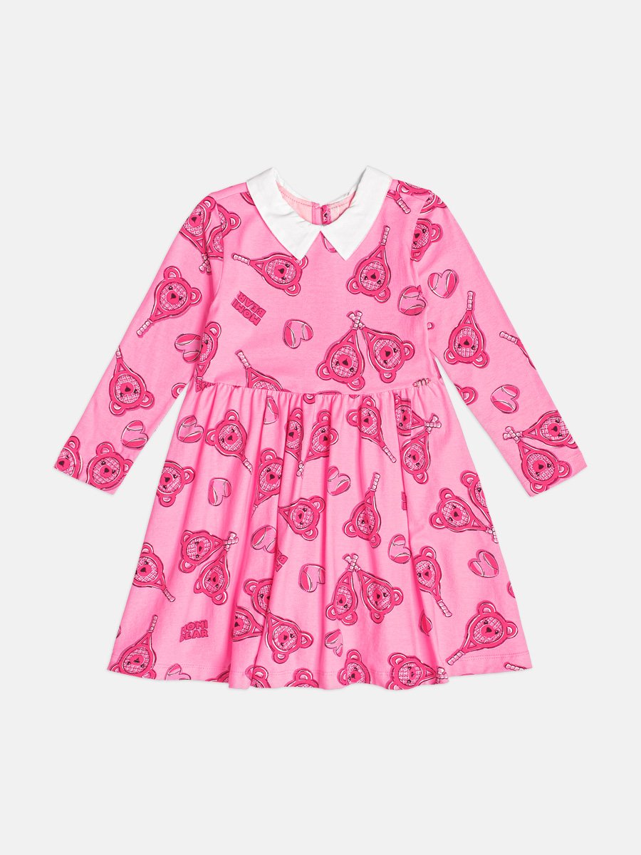 Children's Teddy Bear Girl Dress with Collar