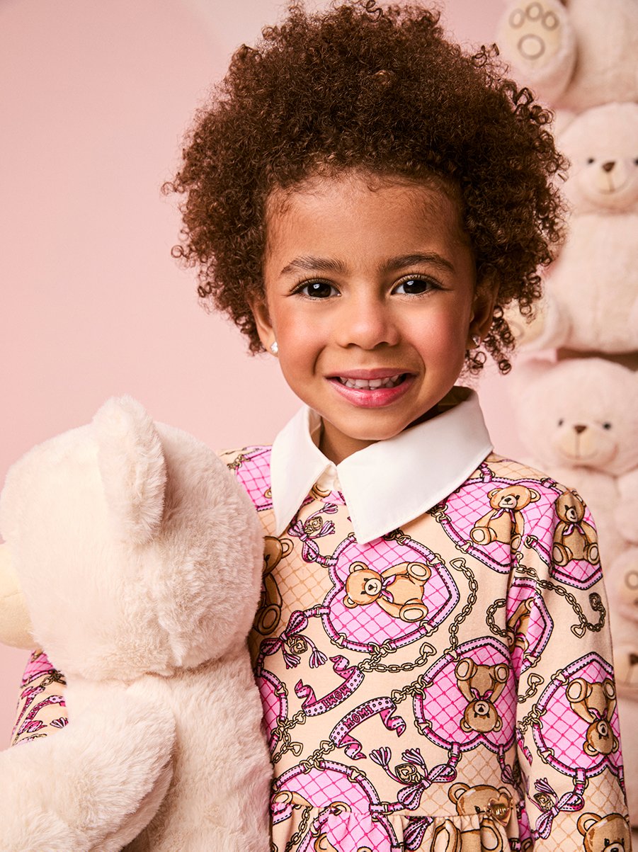 Children's Girl's Long Sleeve Teddy Bear Dress