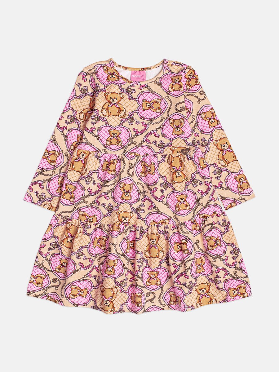 Children's Girl's Long Sleeve Teddy Bear Dress